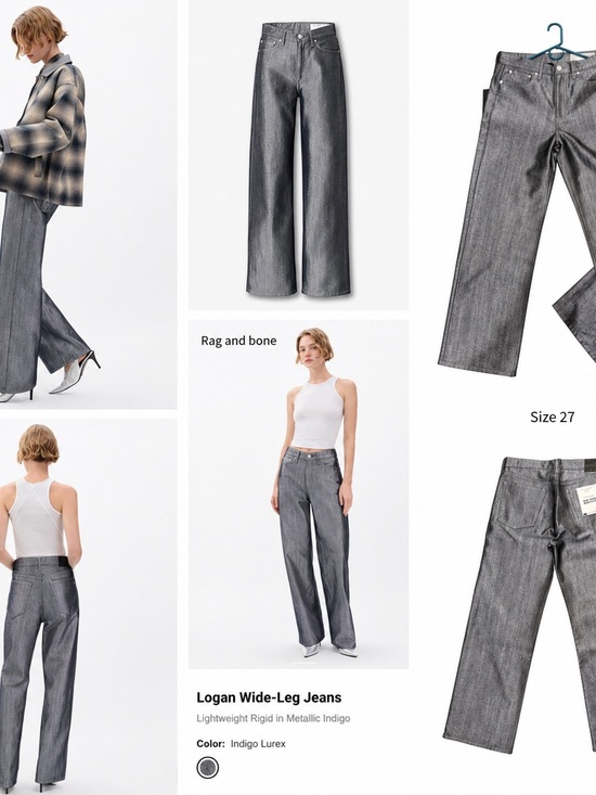 rag & bone Denim - rag & bone Logan Wide-Leg Jeans — Metallic Indigo